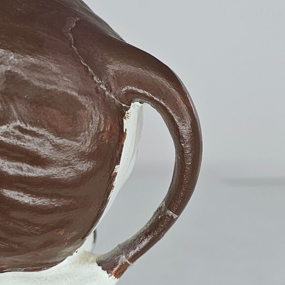 Handcrafted Oklahoma Pollettes Ceramic Cow Figurine Brown & White *Repaired* - Picture 8 of 10